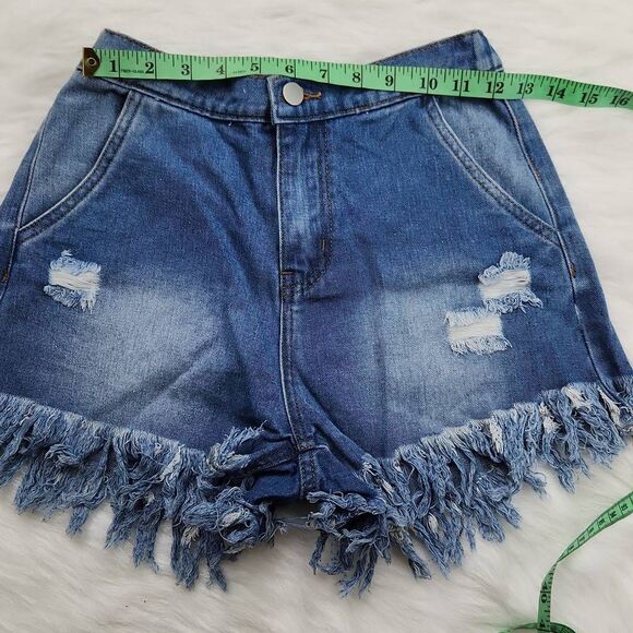 Hayden Women’s Blue High Waist Distressed Cotton Shorts Size Small - Picture 6 of 8